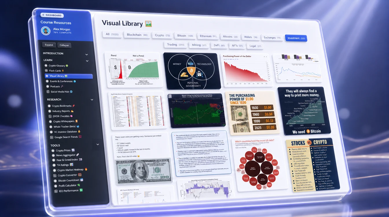 Grid of infographics representing the Visual Library